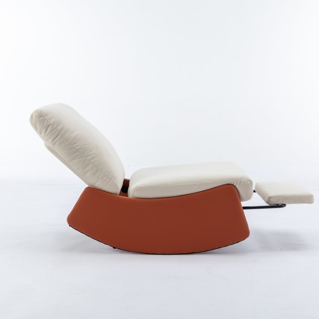 Modern Rocking Chair Recliner, Comfy Rocker Nursery Chair with Footrest, Accent Reading Chair, Upholstered Lounge Chair for Relaxing, Resting,Soft Padded Rocker  for Indoor Living Room Bedroom,Orange