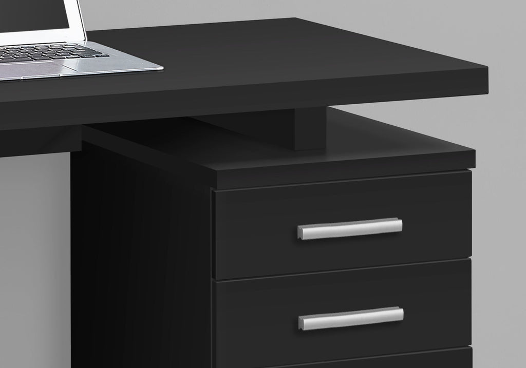 Computer Desk, Home Office, Laptop, Left, Right Set-up, Storage Drawers, 48'l, Work, Black Laminate, Contemporary, Modern