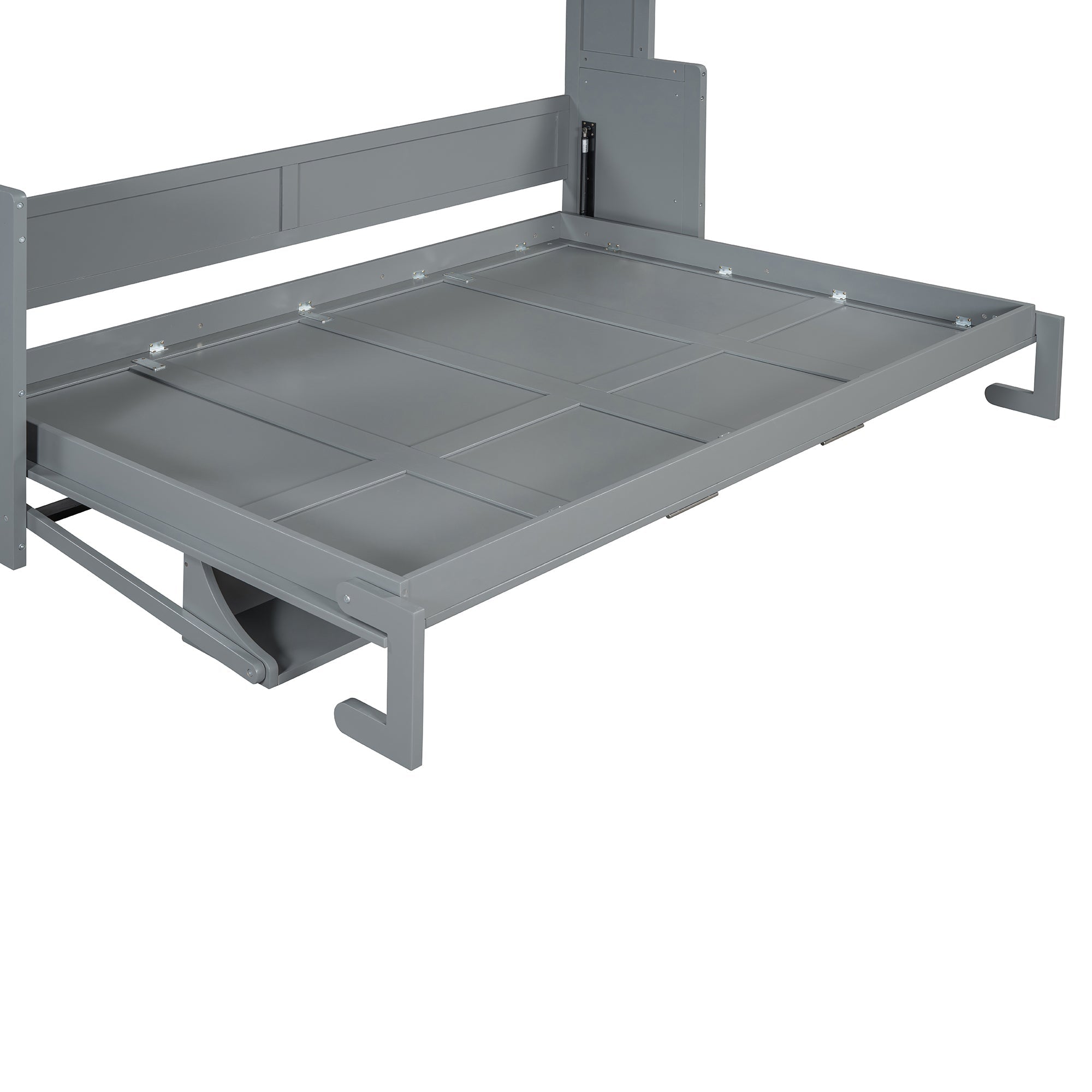 Queen Size Murphy Bed with Hydraulic Lift & Desk Design, Gray(OLD SKU: N820S00033E)