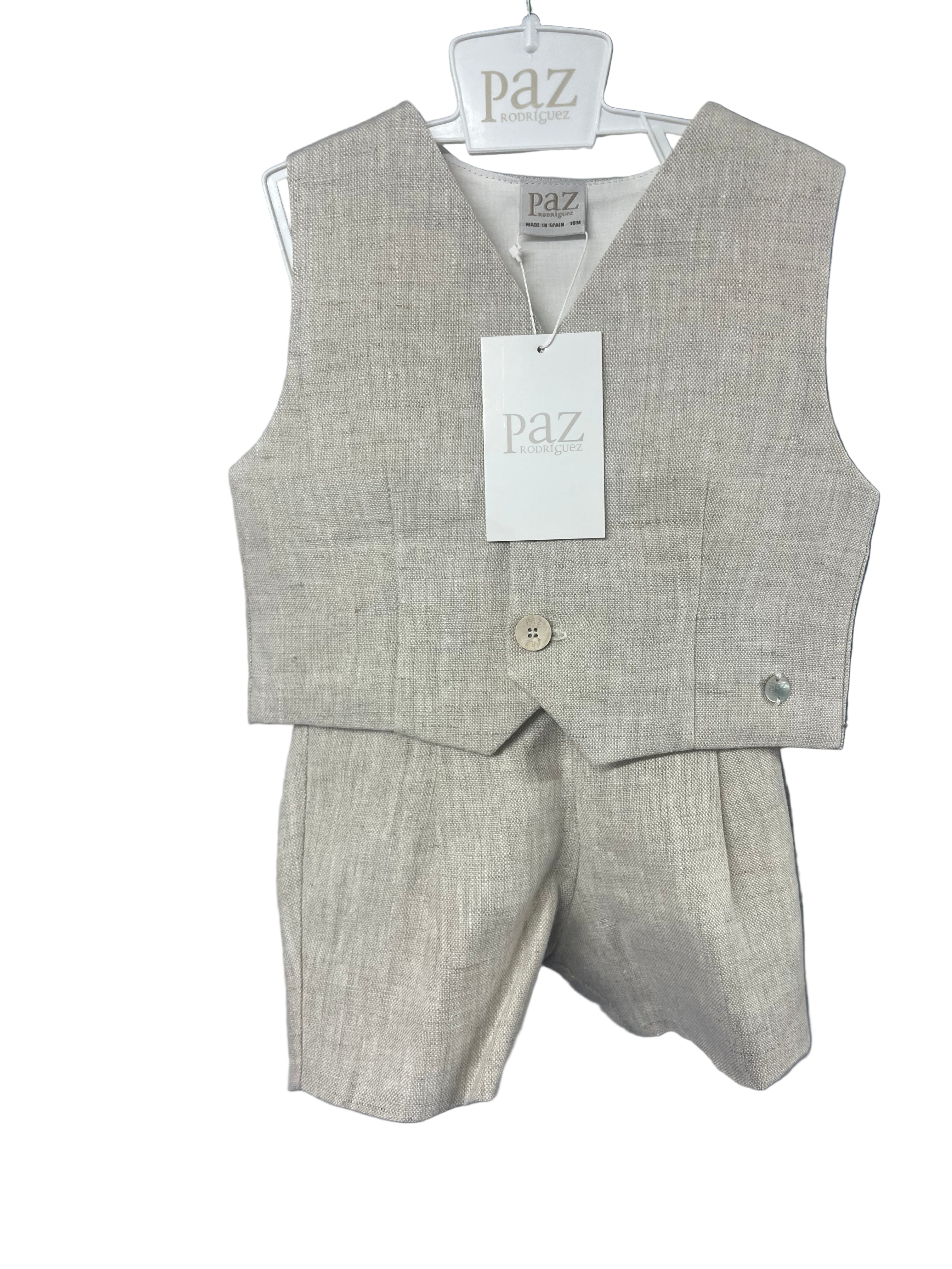 Paz new born linen vest and shorts