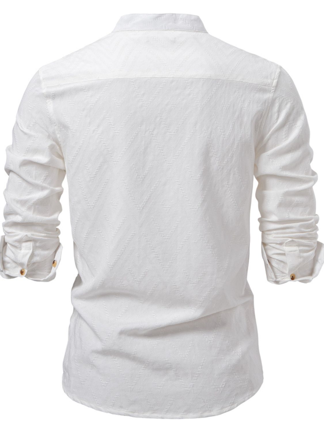 Half Button Geometric Texture Collared Neck Shirt