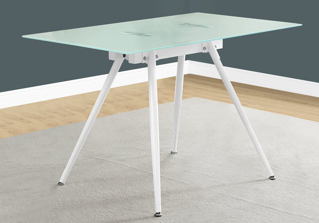 Computer Desk, Home Office, Laptop, 48'l, Work, White Metal, Tempered Glass, Contemporary, Modern