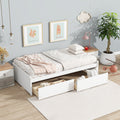 Twin Size Bed with 2 Drawers, Solid Rubber Wood Bed,White