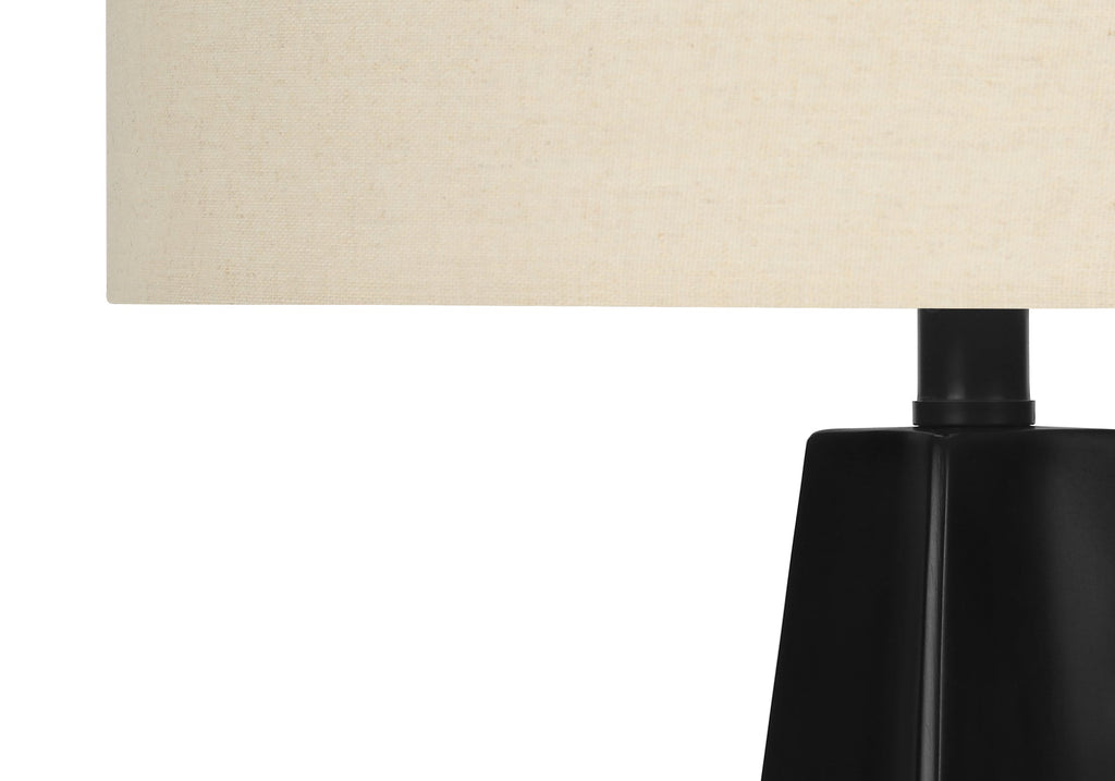 Lighting, 27'h, Table Lamp, Black Resin, Beige Shade, Modern