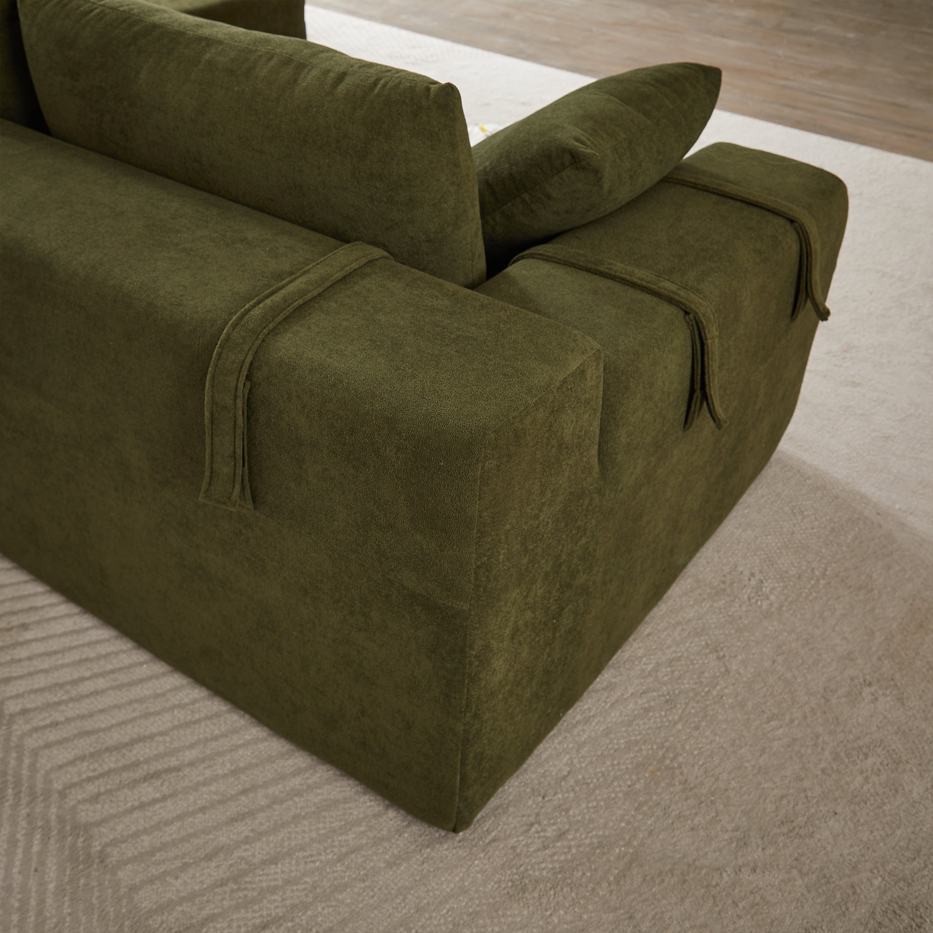 Modern Chenille Upholstered Sectional Sofa Couch Set,Modular 108' L Shaped Sectional Living Room Sofa Set With 6 Pillows,Free Combination Sofa Couch for Living Room,Bedroom(Right Chaise)