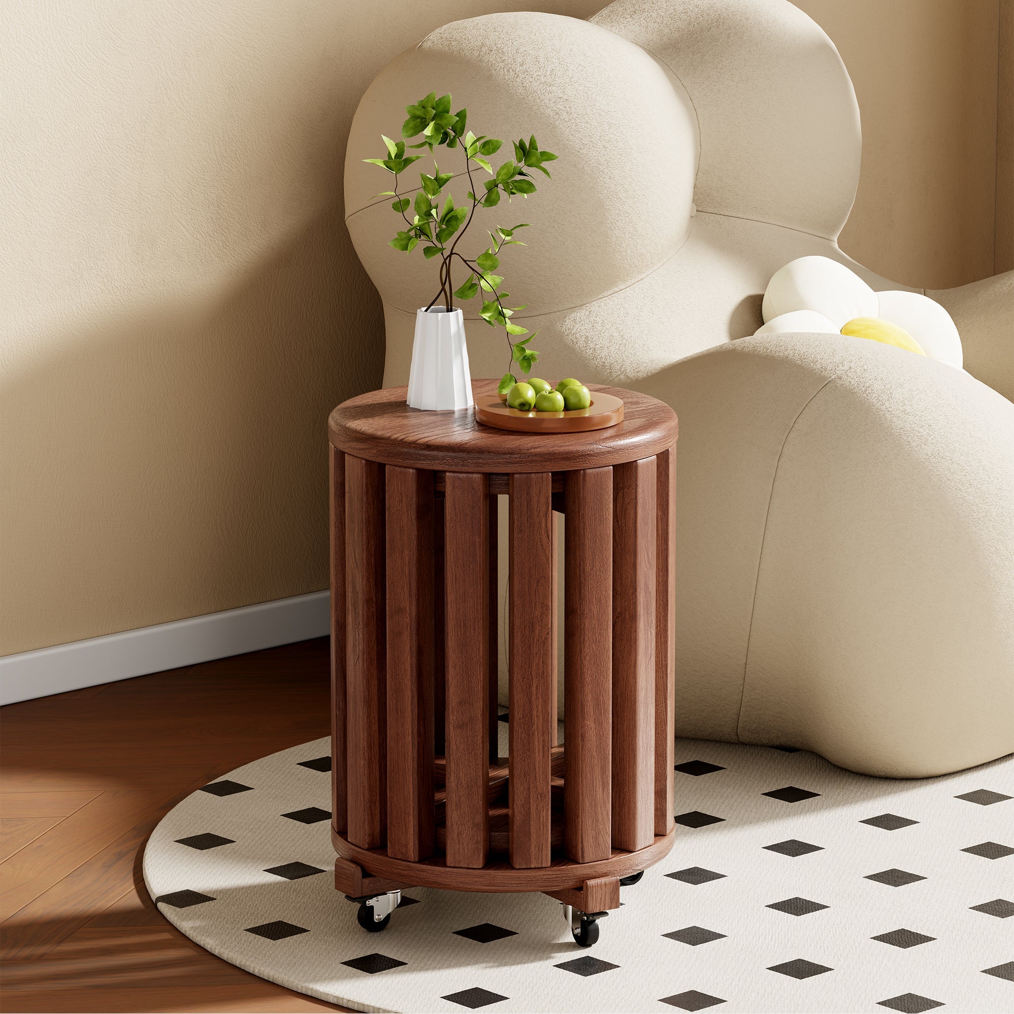 100% solid wood stackable stools set of 4, wooden stools, 18-inch stools, stacking stools, nesting tables, sturdy and durable, no installation required, top stackable round side table
