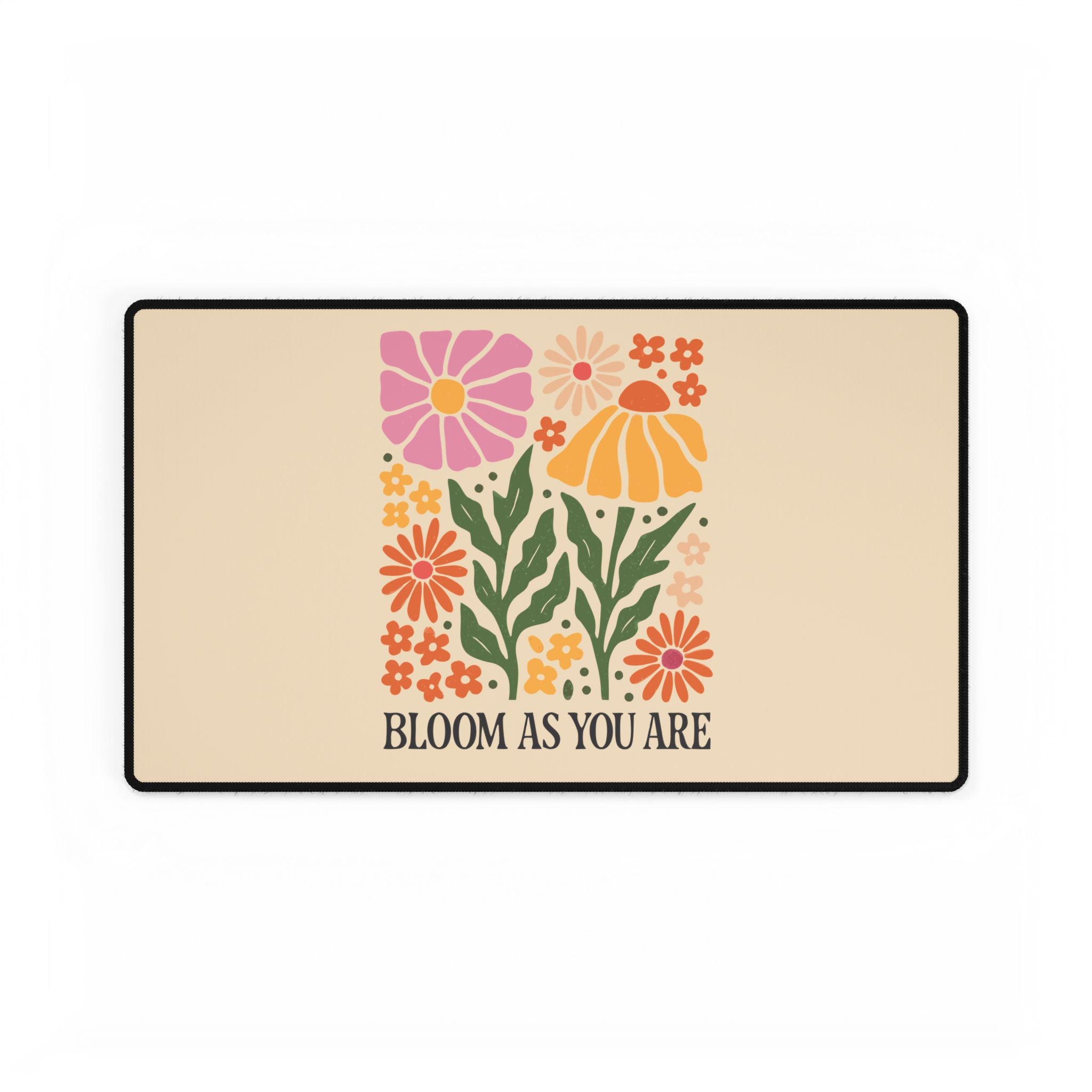 Bloom As You Are Floral Desk Mat | Earthy Botanical Mouse Pad for Cozy Workspaces