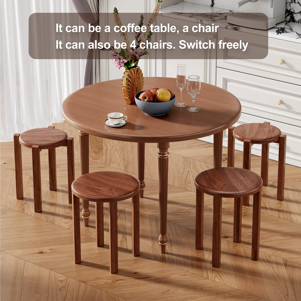 100% solid wood stackable stools set of 4, wooden stools, 18-inch stools, stacking stools, nesting tables, sturdy and durable, no installation required, top stackable round side table