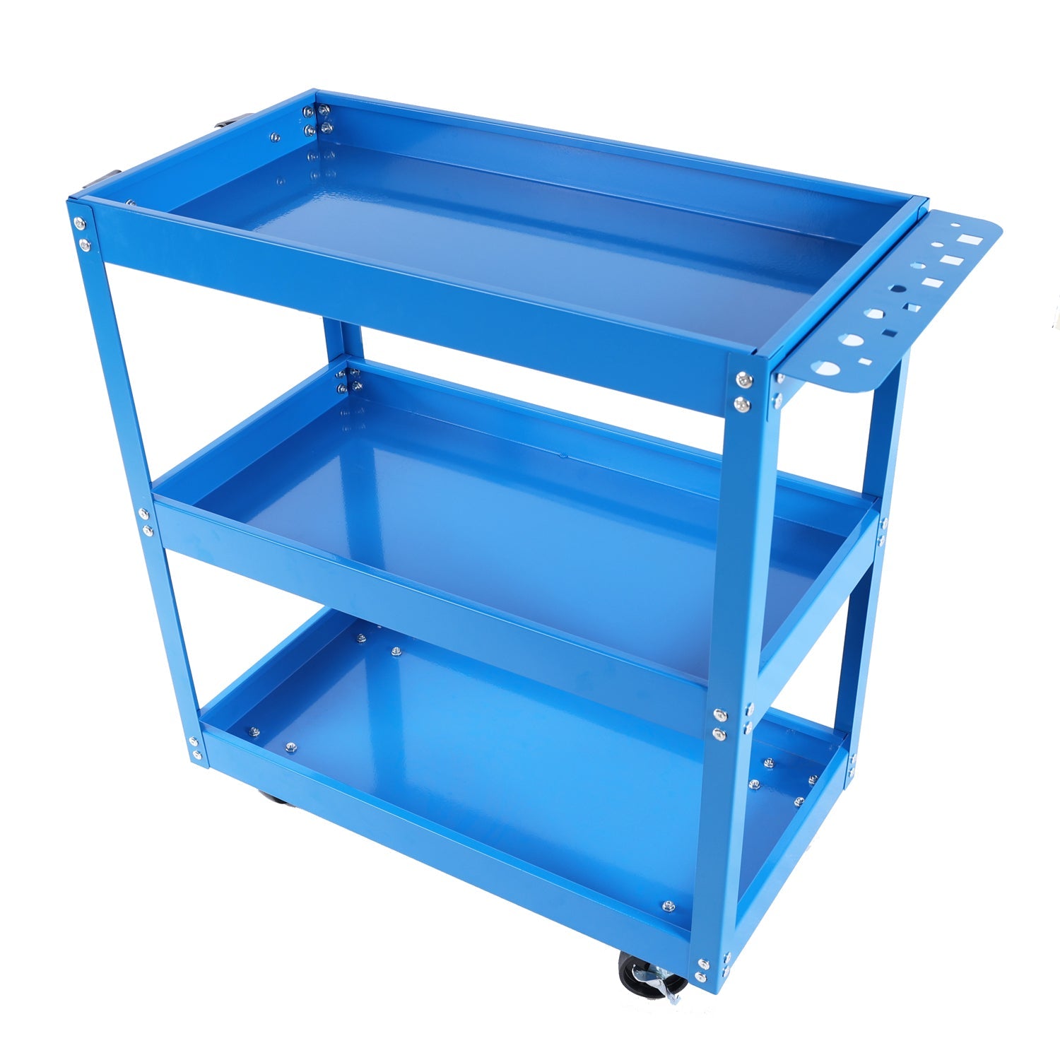 Tool Cart on Wheels, 3 Tier Rolling Mechanic Tool Cart, Heavy Duty Steel Utility Cart w/Lockable Wheels, 450 LBS Capacity Industrial Service Cart for Garage, Warehouse, Workshop (blue)