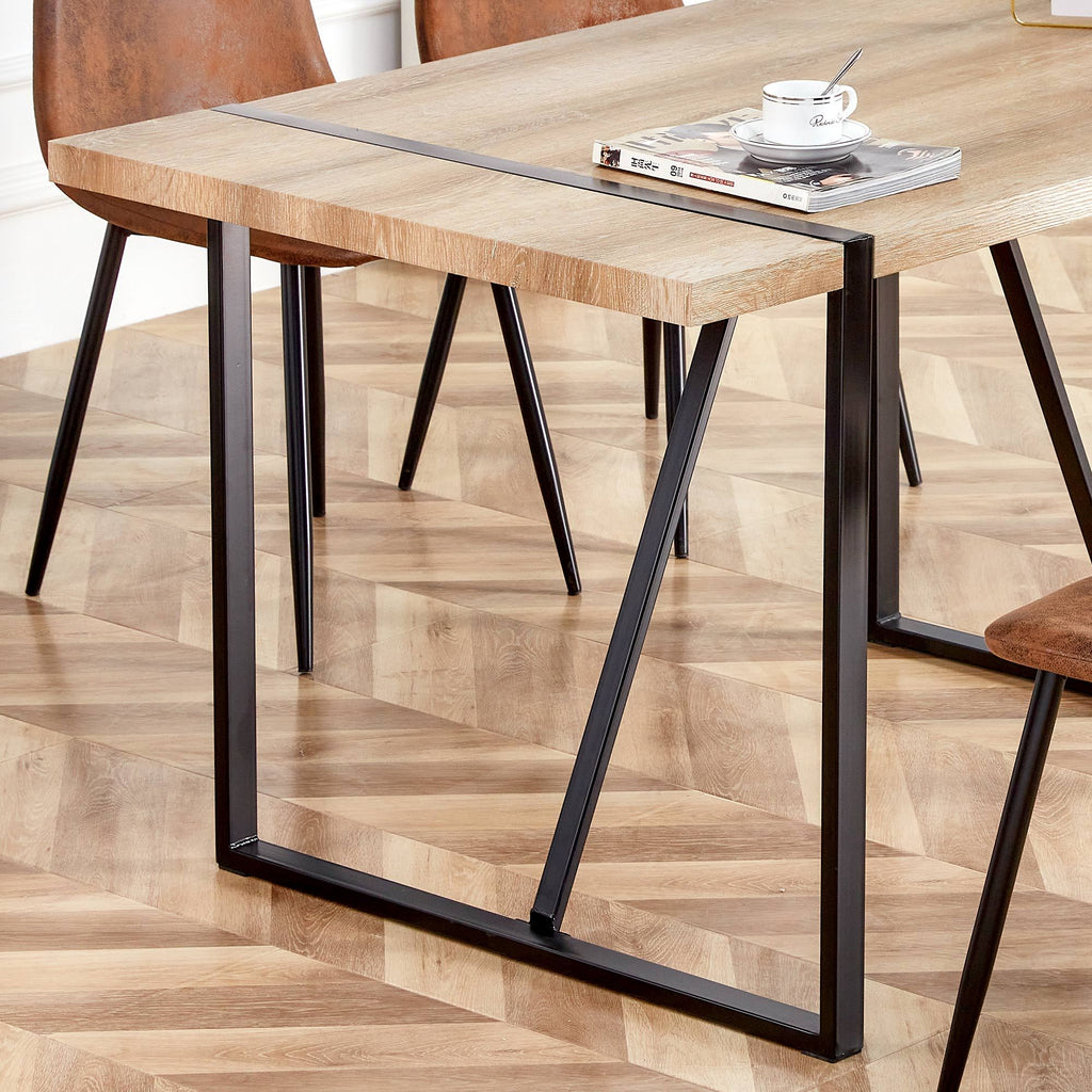 Rustic Industrial Rectangular Wood Dining Table For 4-6 Person, With 1.5' Thick Engineered Wood color Tabletop and Black Metal Legs,Desk For Kitchen Dining Living Room, 55.1' x 31.4'x 29.9'1529W115172