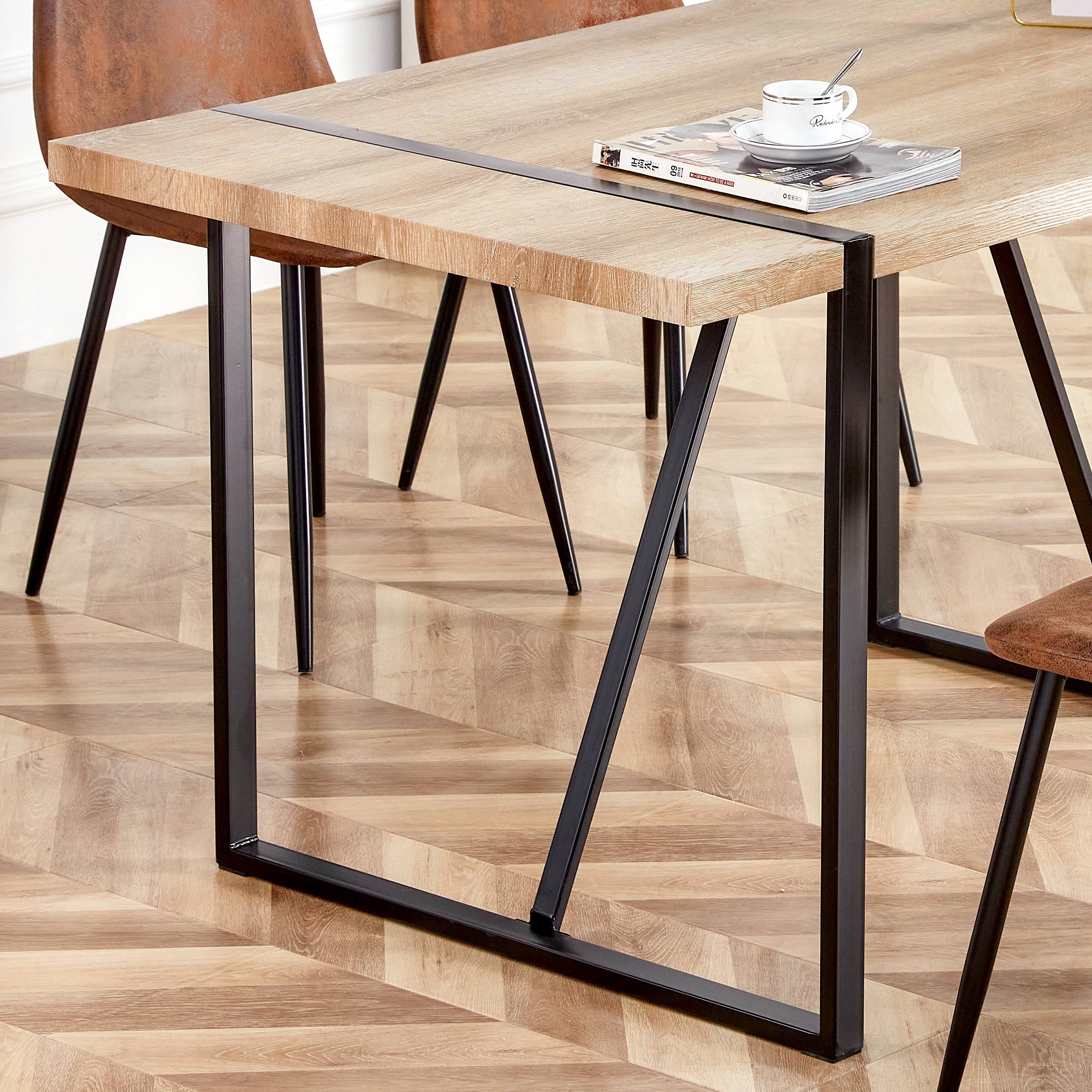 Rustic Industrial Rectangular Wood Dining Table For 4-6 Person, With 1.5' Thick Engineered Wood color Tabletop and Black Metal Legs,Desk For Kitchen Dining Living Room, 55.1' x 31.4'x 29.9'1529W115172