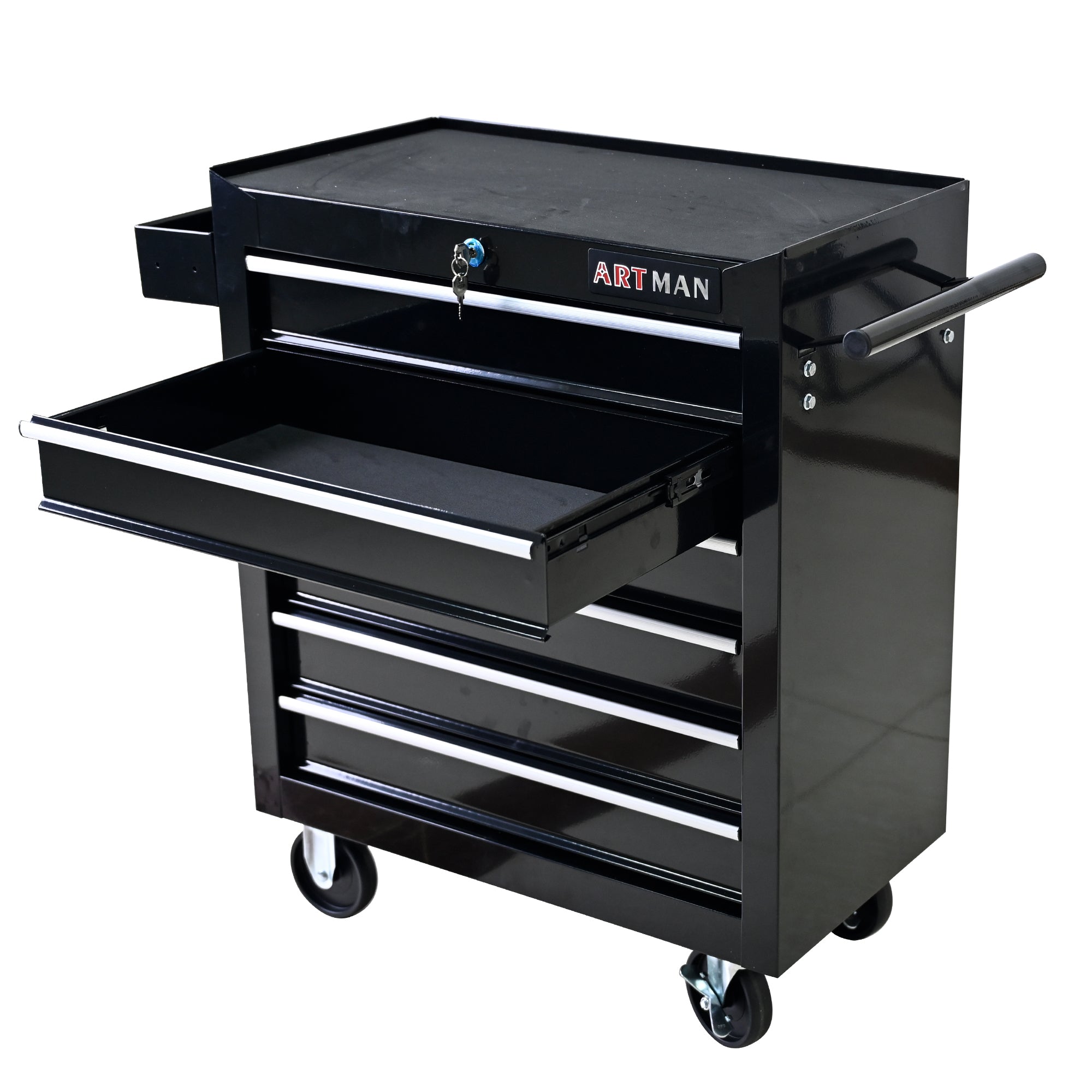 Rolling Tool Chest, 6-Drawer Tool Box with Wheels, Heavy Duty Industrial Service Cart Storage Organizer with Locking System, Rolling Tool Box Organizer Tool Case for Garage, Repair Shop - Black