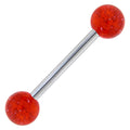 Ruby Red GLITTER Barbell Tongue Ring