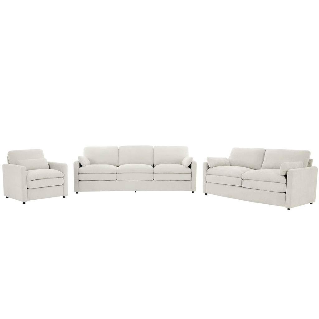 Cozy Upholstered Sofa Set Oversized Comfy Cloud Sofa Double Cushion Sofa Group Plush Cushion Sofa Couch for Living Room, Beige