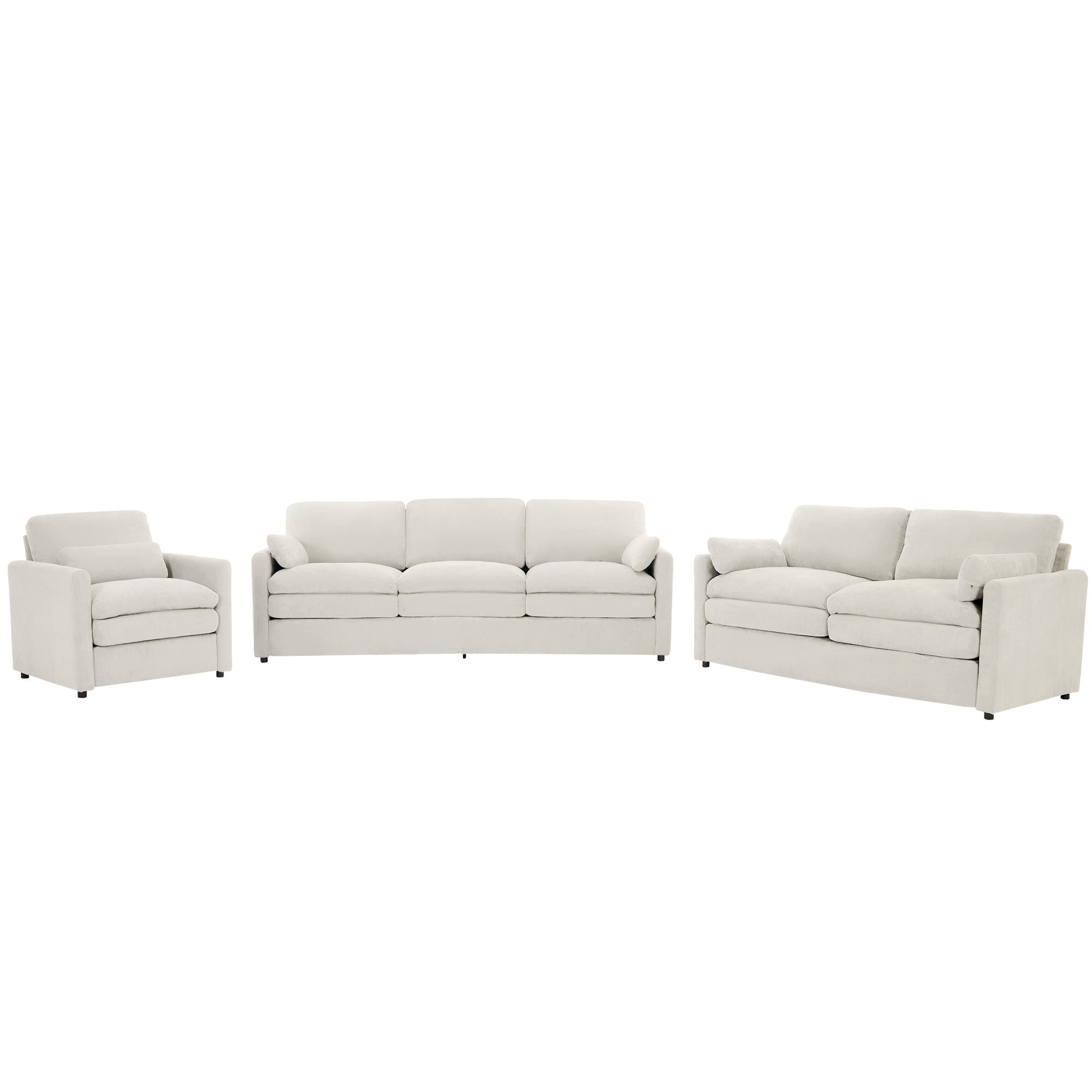 Cozy Upholstered Sofa Set Oversized Comfy Cloud Sofa Double Cushion Sofa Group Plush Cushion Sofa Couch for Living Room, Beige