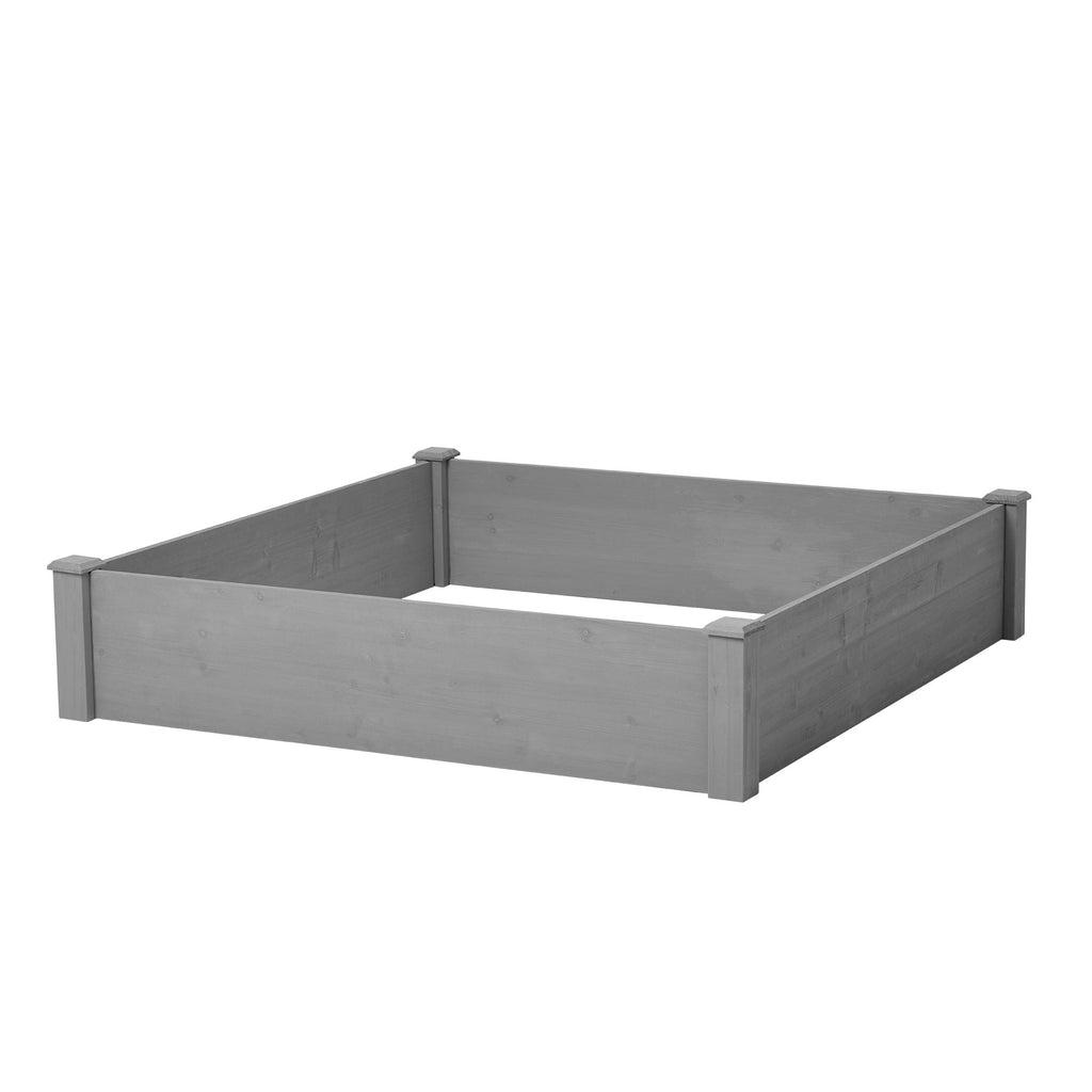 Outdoor Raised Garden Bed 48x48x10'', Tool-Free Assembly, Gray Solid Wood Planter Box
