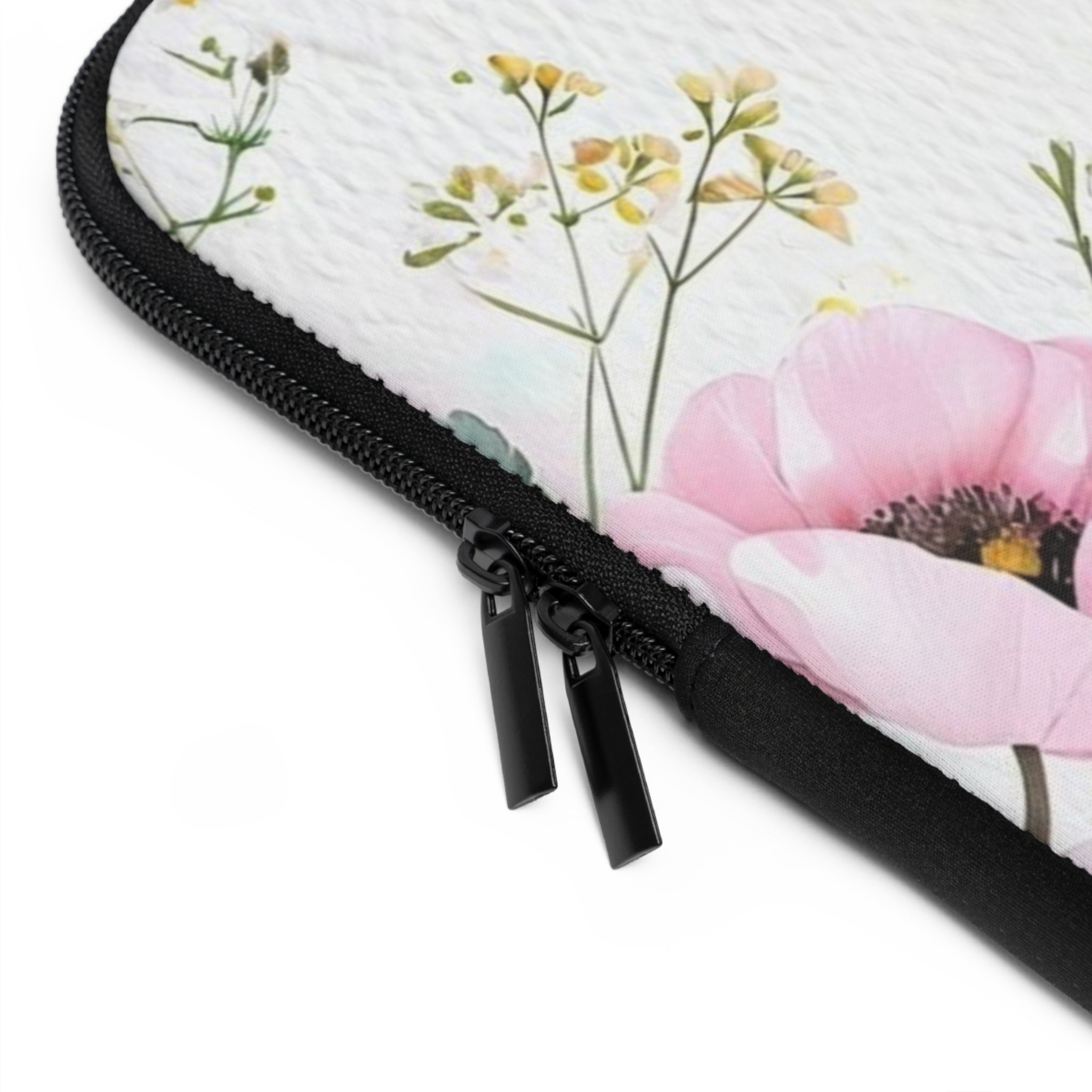 Pink Anemone Floral Laptop Sleeve | Watercolor Bee Tech Cover for Women