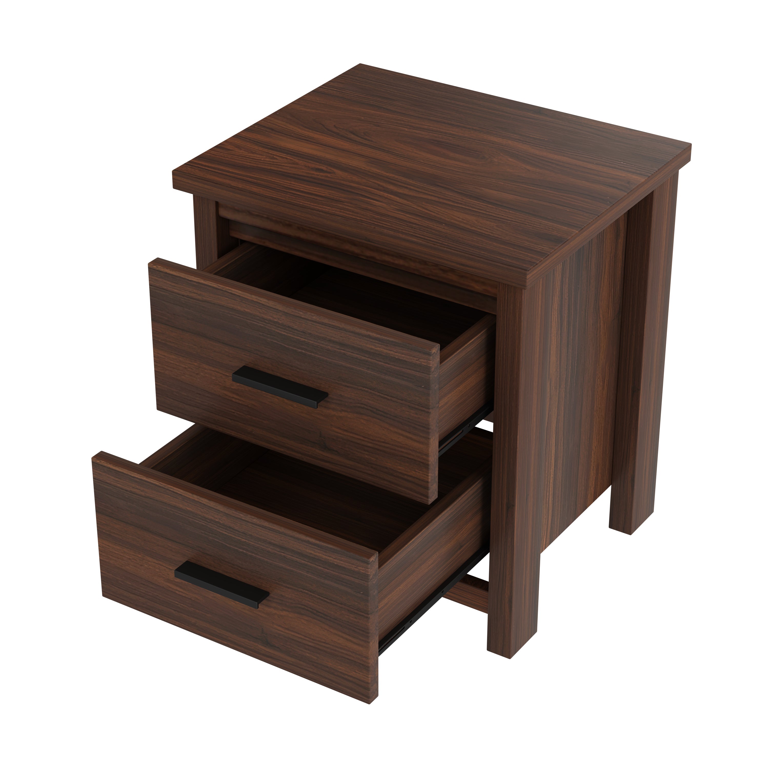 4PCS Bedroom Sets, Wooden Queen Size Bed Frame with Storage Headboard and Charging Station, 2 Nightstands with 2 Drawers, 1 Dresser with 5 Drawers, Walnut(old SKU HL000102AAD)