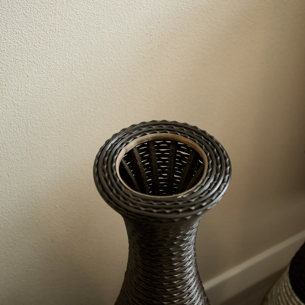Desktop Vase, Brown Decorative Floor Vase, Classic and Neat Floor Vase, High Independent Flower Stand, Artificial Vine Vase, PVC Floor Vase, Home Decoration Flower Stand Set of 3 pieces