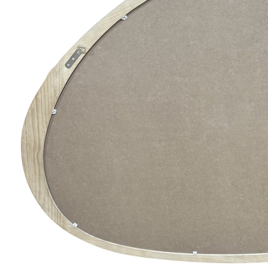 Solid Wood Mirror 45 Inch Asymmetrical Wall Mirror Wooden Framed Mirror Large Sized Dressing Mirror, for Living Room, Bedroom, Bathroom, Hallway or Entry Way, Natural Wood Washed