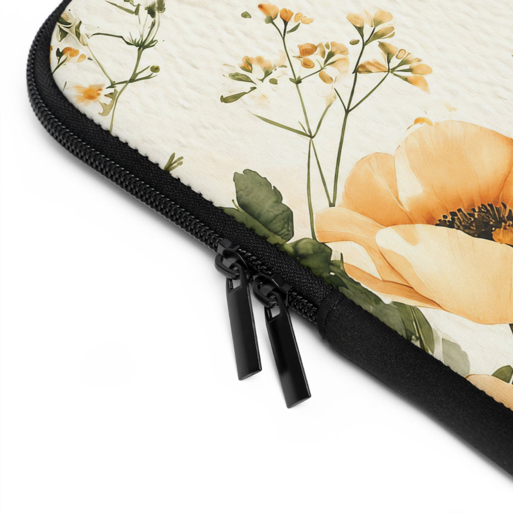 Mustard Poppy Laptop Sleeve | Golden Bee and Bloom Botanical Tech Cover