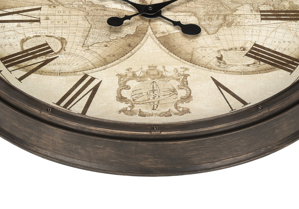 Clocks, 20' Round, Wall Clock, Antique Brown, Transitional