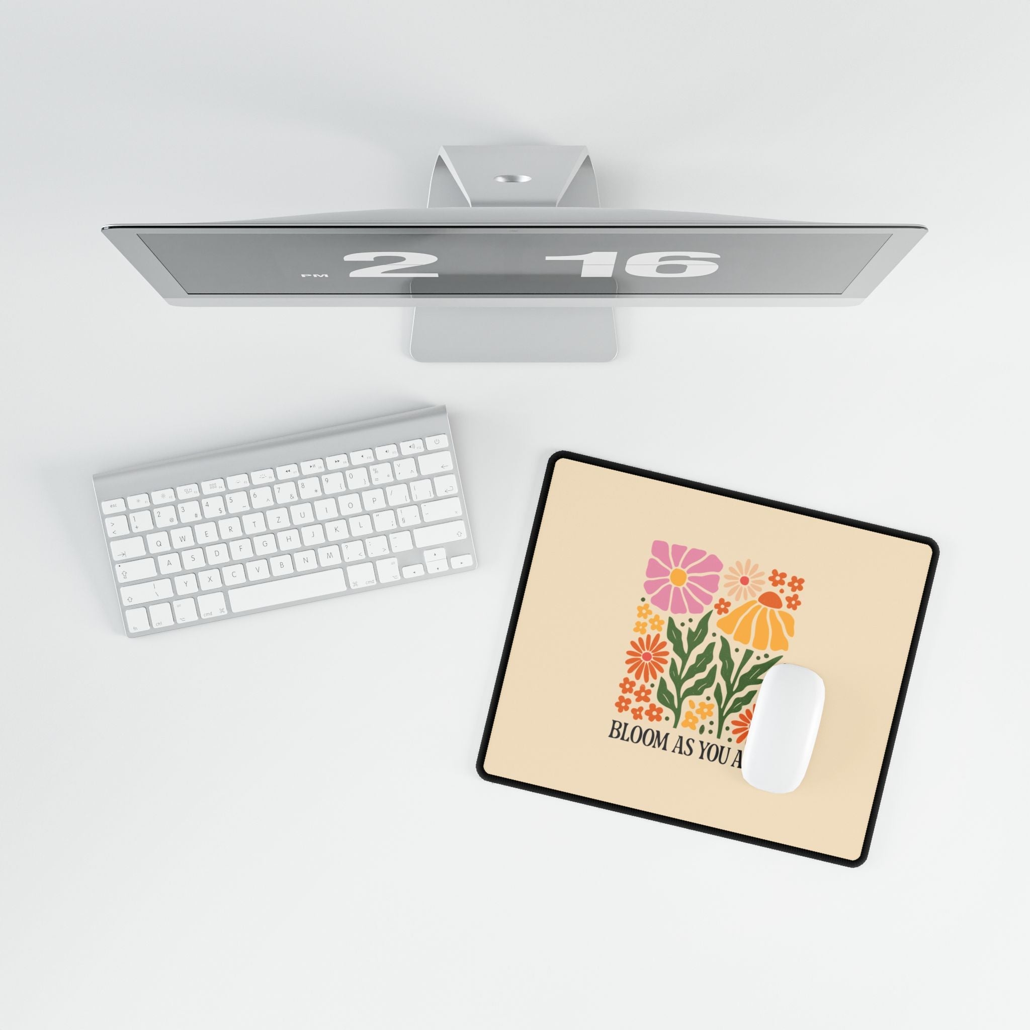 Bloom As You Are Floral Desk Mat | Earthy Botanical Mouse Pad for Cozy Workspaces