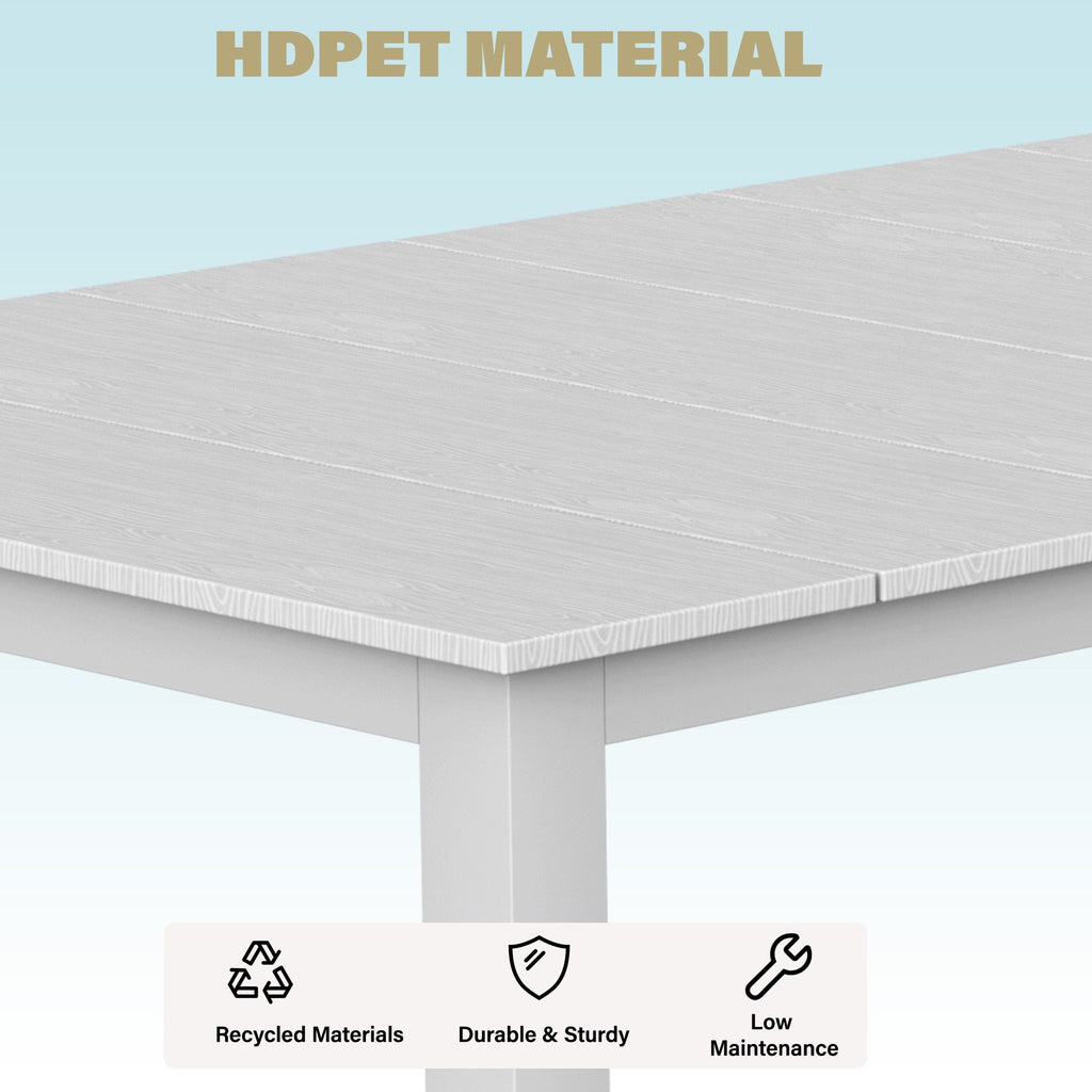 A single outdoor dining table that can be used in multiple scenarios