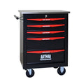 5-Drawer Multifunctional Tool Cart with Wheels, Metal Rolling Tool Cart Storage for Garage Workshop Warehouse Repair Shop - with Stainless Steel Roof - Black & Red