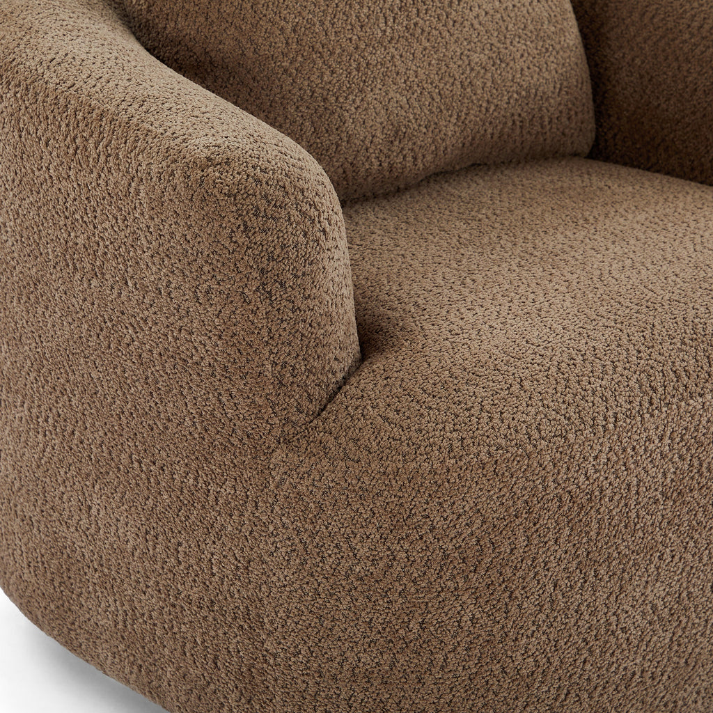 Chenille Upholstered 360° Swivel Chair with Throw Pillow, Dark Brown, 38.2' Accent Chair Sofa for Living Room and Office