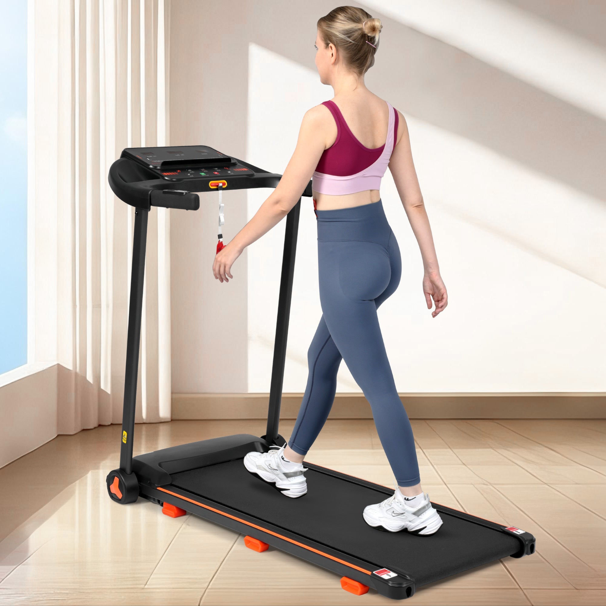 Treadmills for Home, 2.5HP Quiet Folding Treadmill with Heart Rate Sensor, 300lbs Weight Capacity, 7.5MPH, Incline Treadmill With USB Charge Station For Android & Bluetooth Speaker, 6 Shock-Absorbing