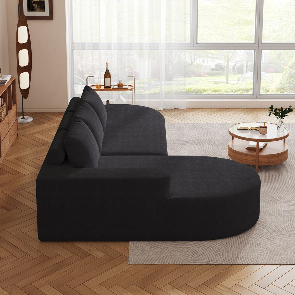 Modern Curved sofa ,Chenille Upholstered Sectional Sofa Couch Set,Modular 108.5' L Shaped Sectional Living Room Sofa Set With 3 Pillows,Free Combination Sofa Couch for Living Room,Bedroom