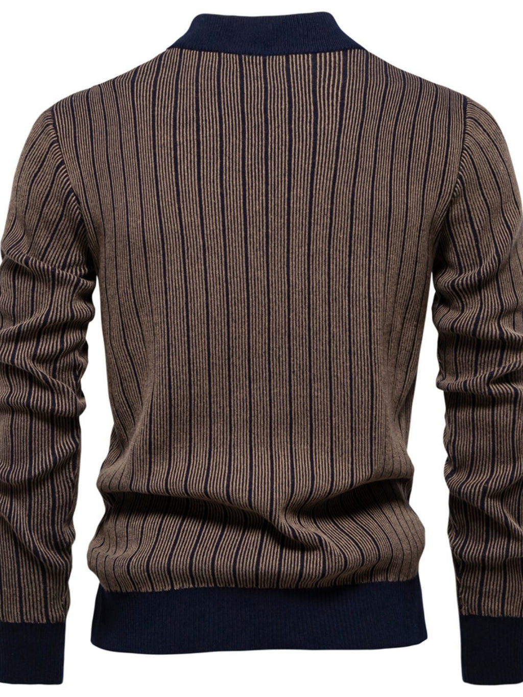 Mock Neck Contrast Striped Sweater
