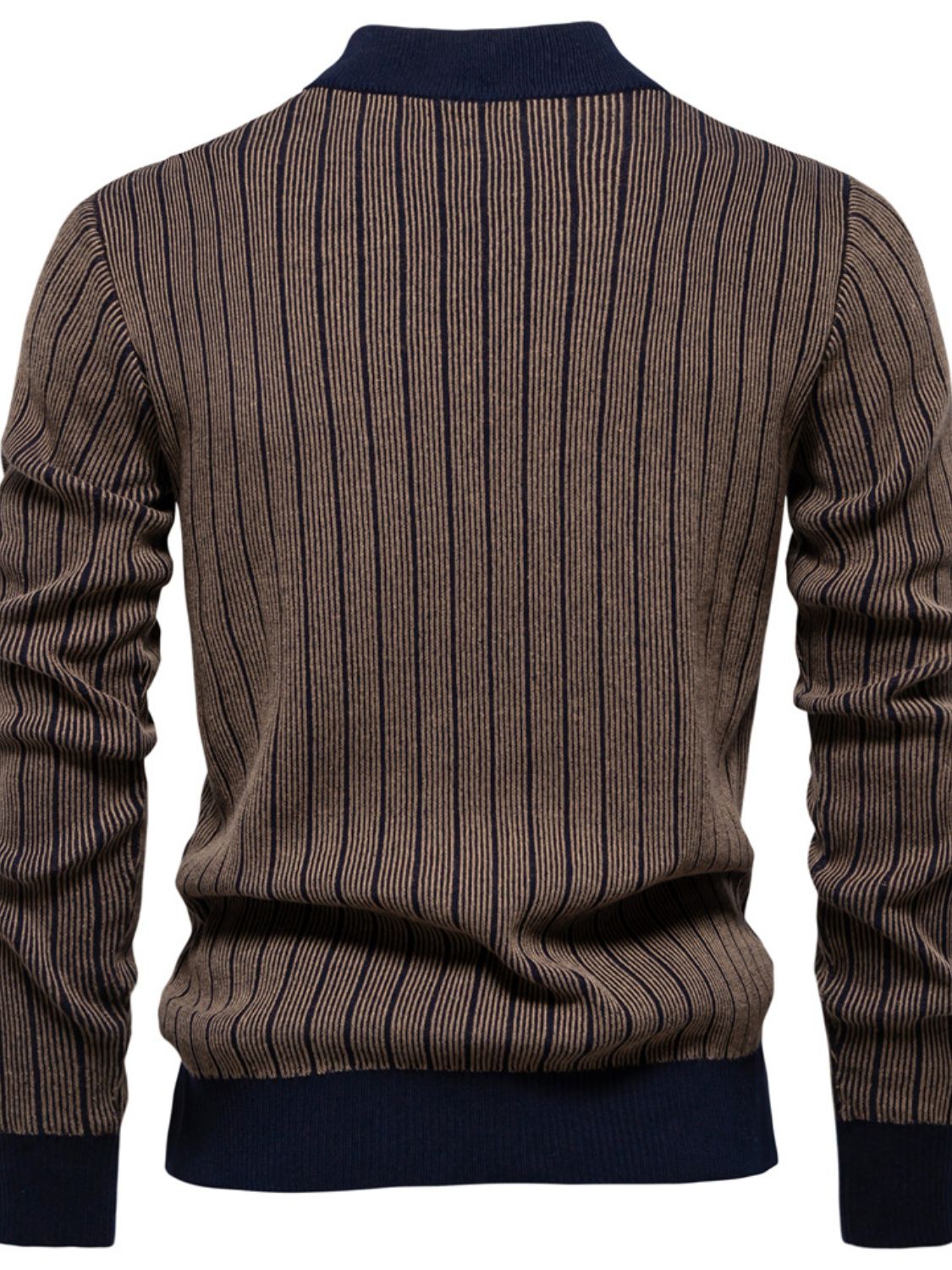 Mock Neck Contrast Striped Sweater