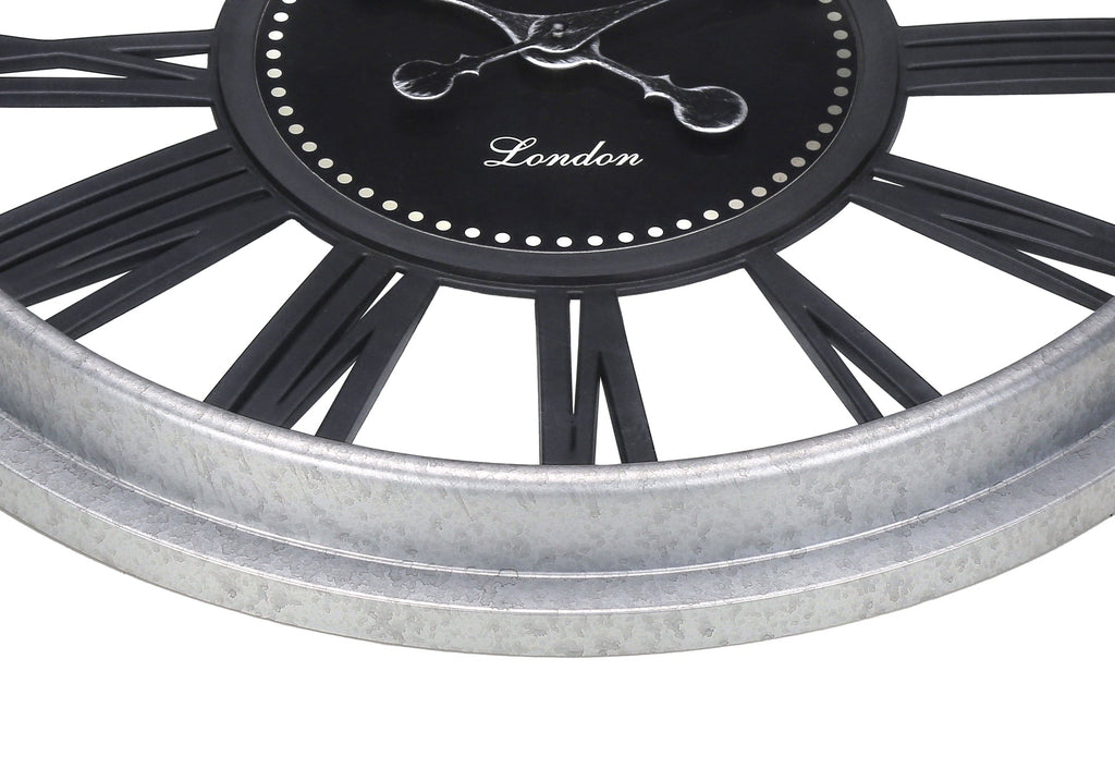 Clocks, 20' Round, Wall Clock, Black, Silver, Transitional