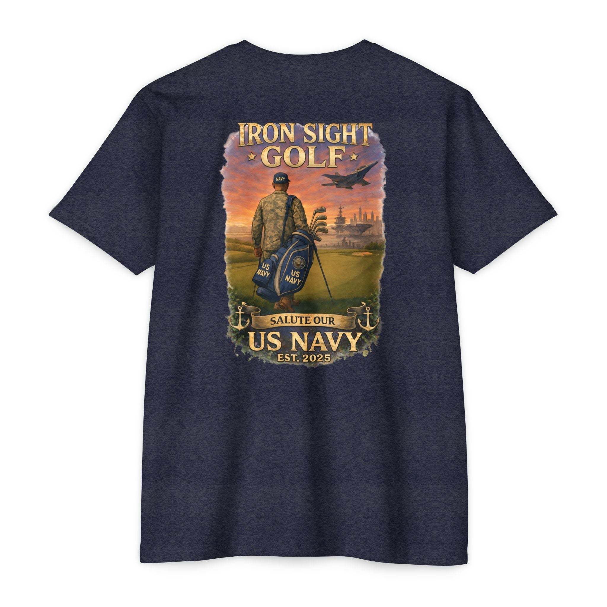 US Navy Golf T-Shirt — "Salute to Service" Iron Sight Design