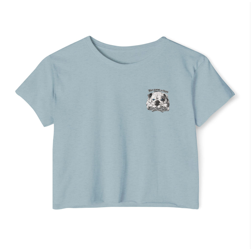 Bulldog Graphic Crop Top — “That Swing Was Ruff” Iron Sight Golf