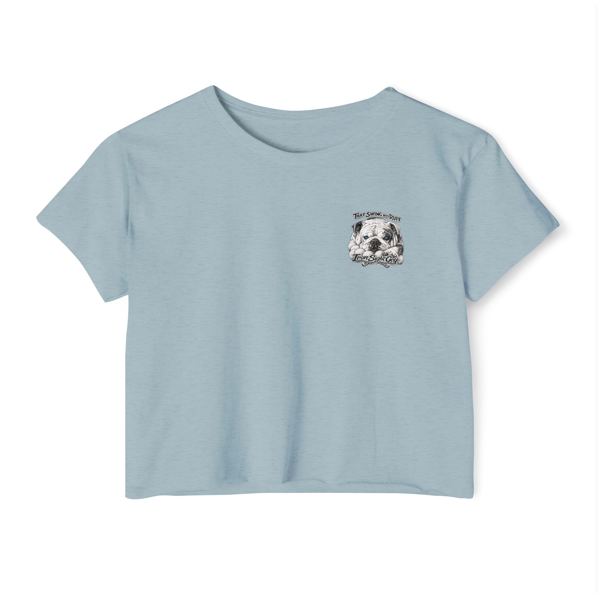 Bulldog Graphic Crop Top — “That Swing Was Ruff” Iron Sight Golf