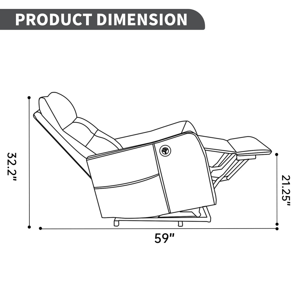 Black PU Single Motor Power Lift Recliner Chair with Massage and Heat for Elderly, Heavy Duty Motion Mechanism and One USB for Charging, Max Reclining Angle 155°