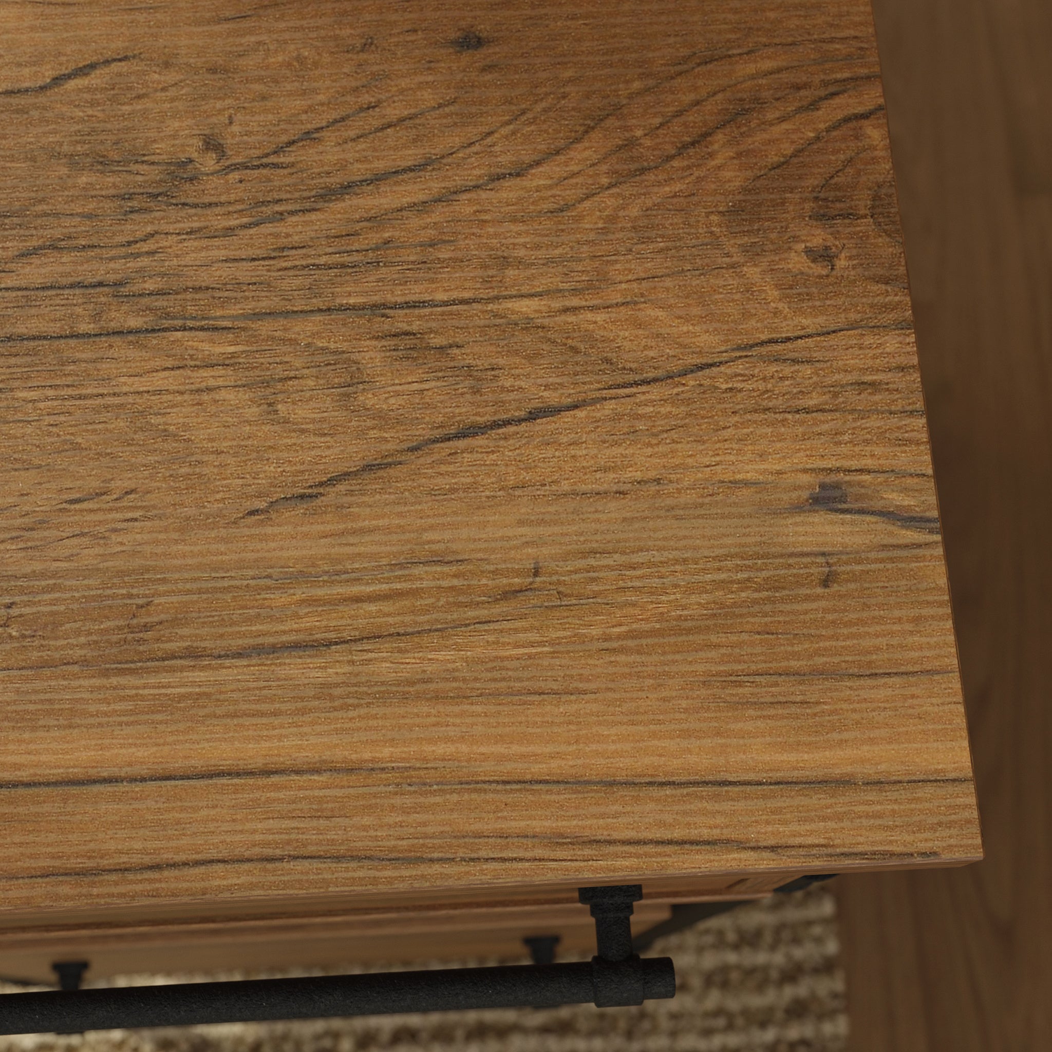 L-Shaped Desk, Brown finish