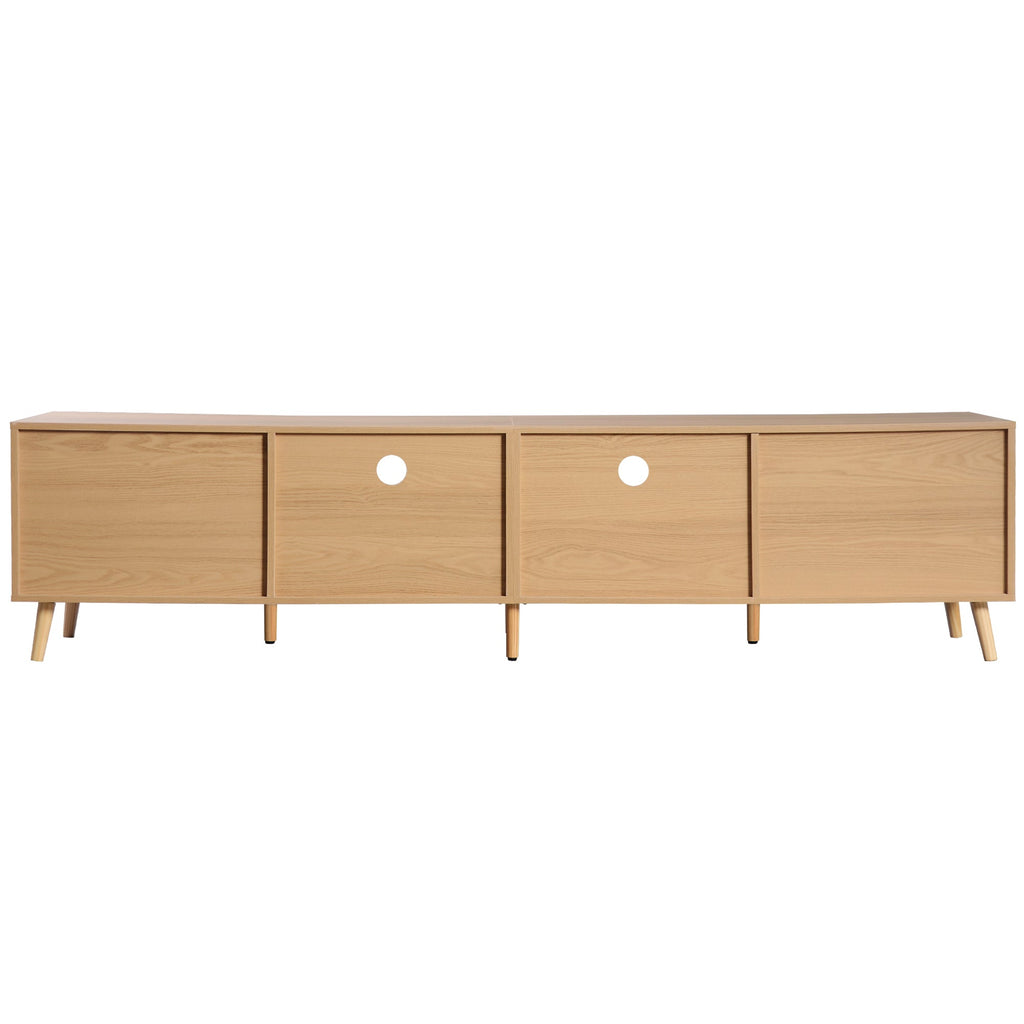 Rattan TV Stand for TVs up to 85'', Modern Farmhouse Media Console, Entertainment Center with Solid Wood Legs, TV Cabinet for Living Room,Home Theatre