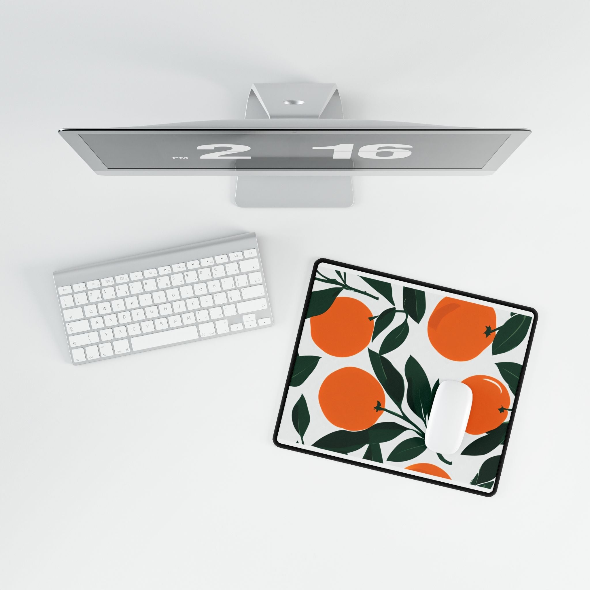 Orange Citrus Desk Mat | Retro Mediterranean Botanical Mouse Pad