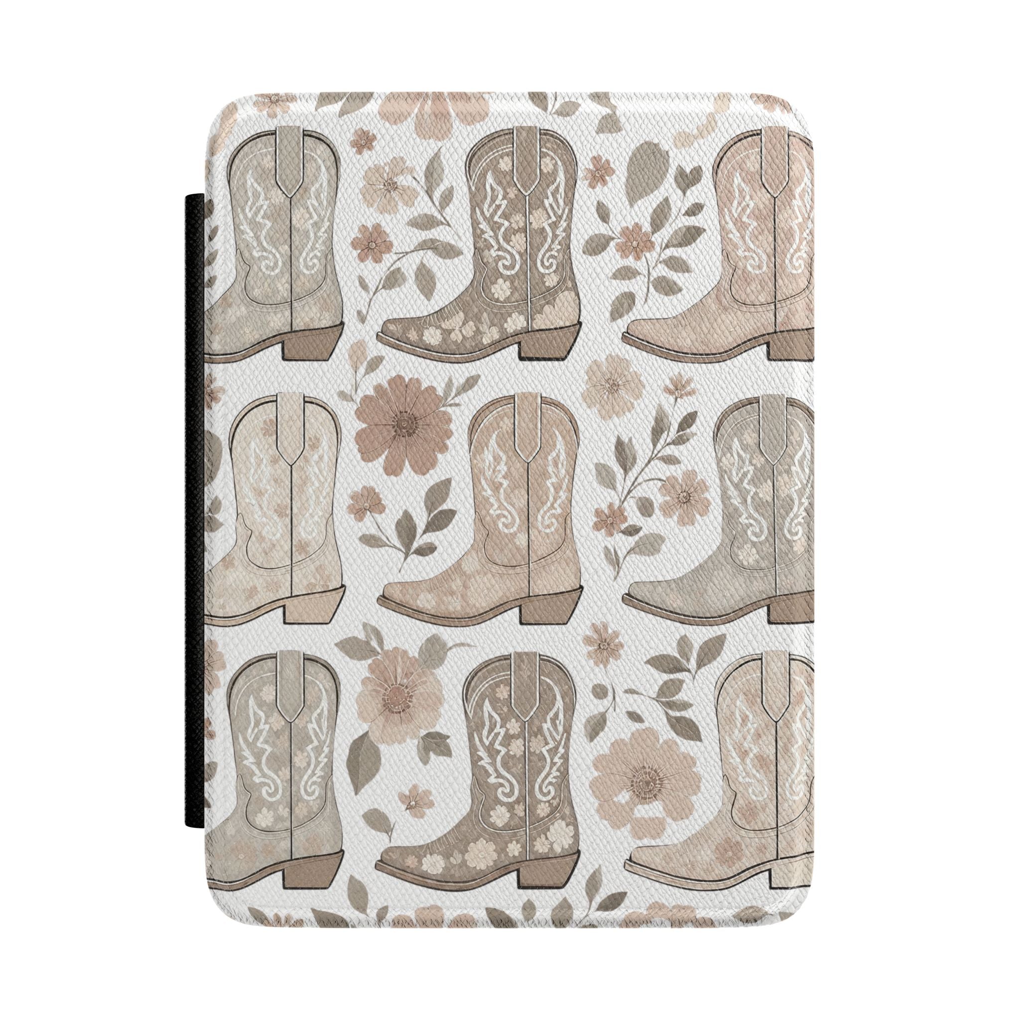 Neutral Cowgirl Boots Kindle Paperwhite Case | Western Floral E-Reader Cover