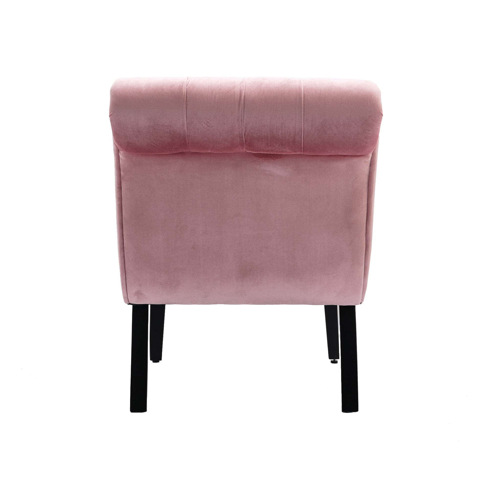 COOLMORE Modern Velvet Armless Accent Living Room Chair / Leisure Chair,Upholstered Fabric Button Comfortable Chair with Wooden Legs for Bedroom, Living Room, Office (Pink Velvet)