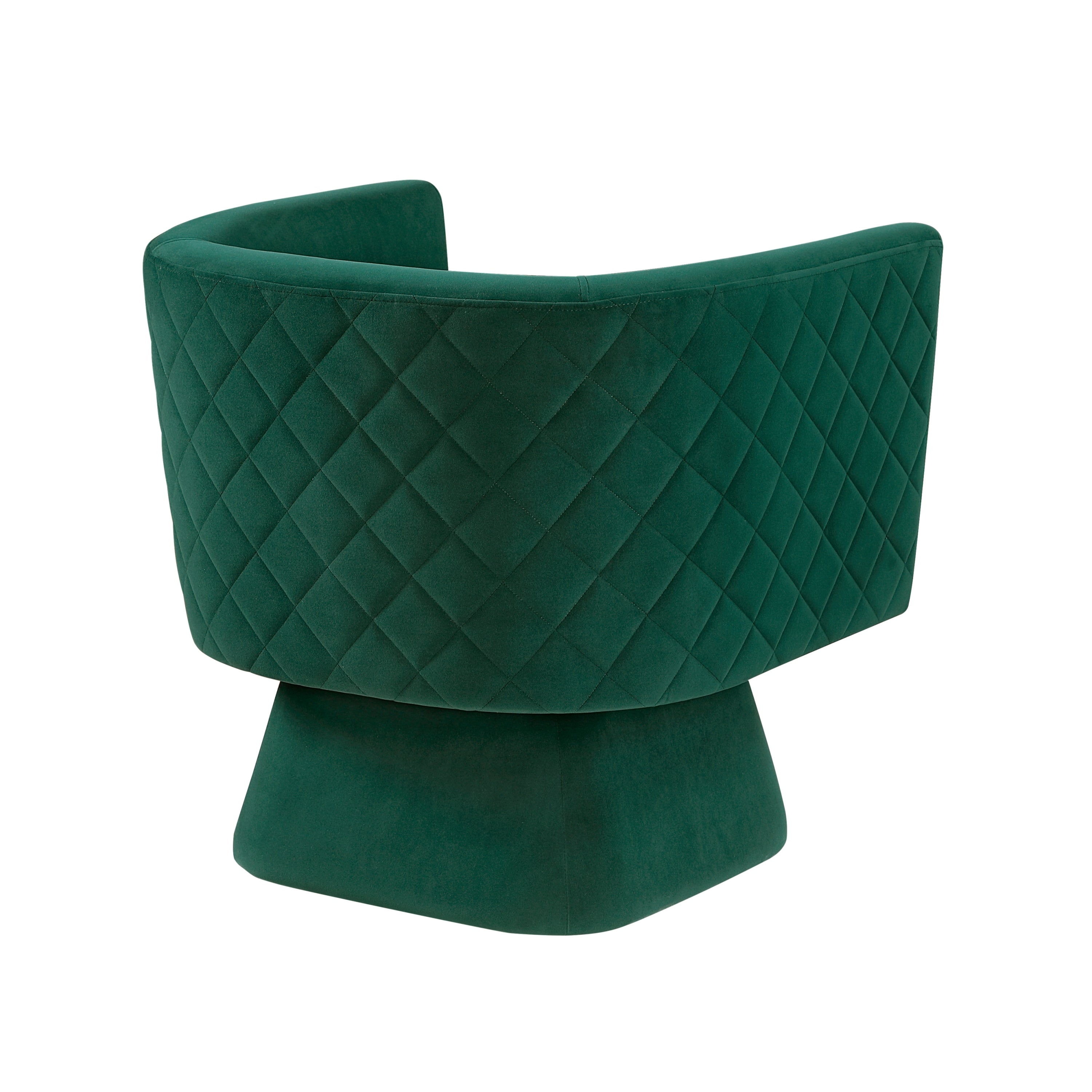 1pc Swivel Chair Green Velvet Fabric Upholstery Solid Wood Diamond Pattern Stitched Back Comfort Chair Living Room Furniture