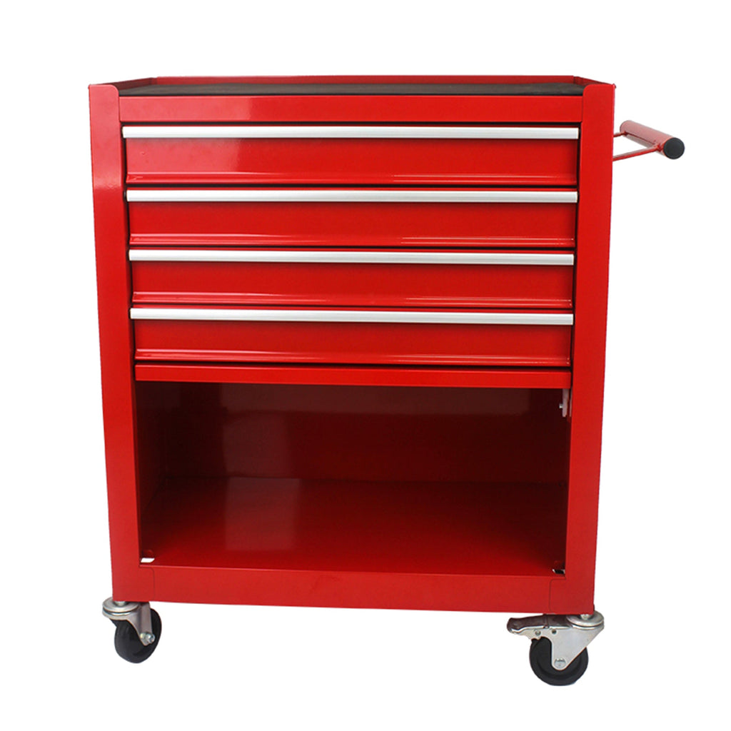 4 DRAWERS MULTIFUNCTIONAL RED TOOL CART WITH WHEELS