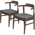Daisy Mid-Century Modern Gray Fabric Dining Chair with Solid Wood Frame 18.50' L x 22.50' W x 28.00' H Farmhouse Kitchen Side Chairs with Foot Pegs (Set of 2)