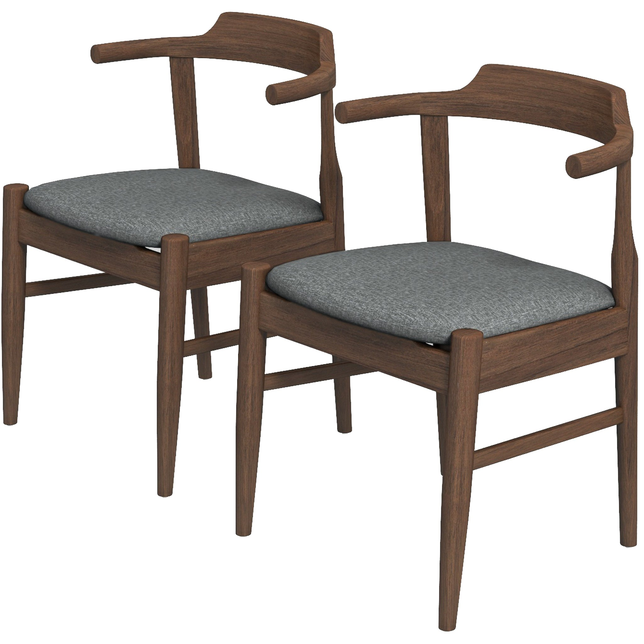 Daisy Mid-Century Modern Gray Fabric Dining Chair with Solid Wood Frame 18.50' L x 22.50' W x 28.00' H Farmhouse Kitchen Side Chairs with Foot Pegs (Set of 2)