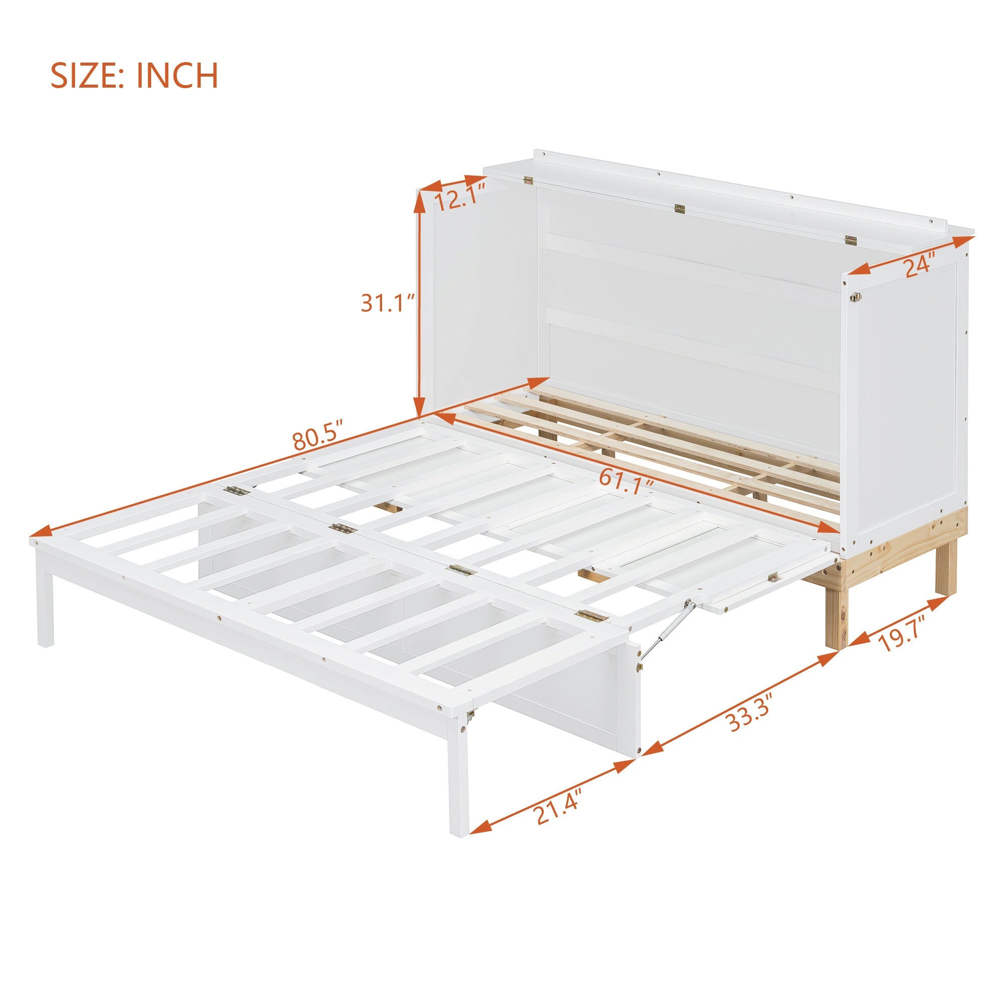 Queen Size Murphy Bed, White