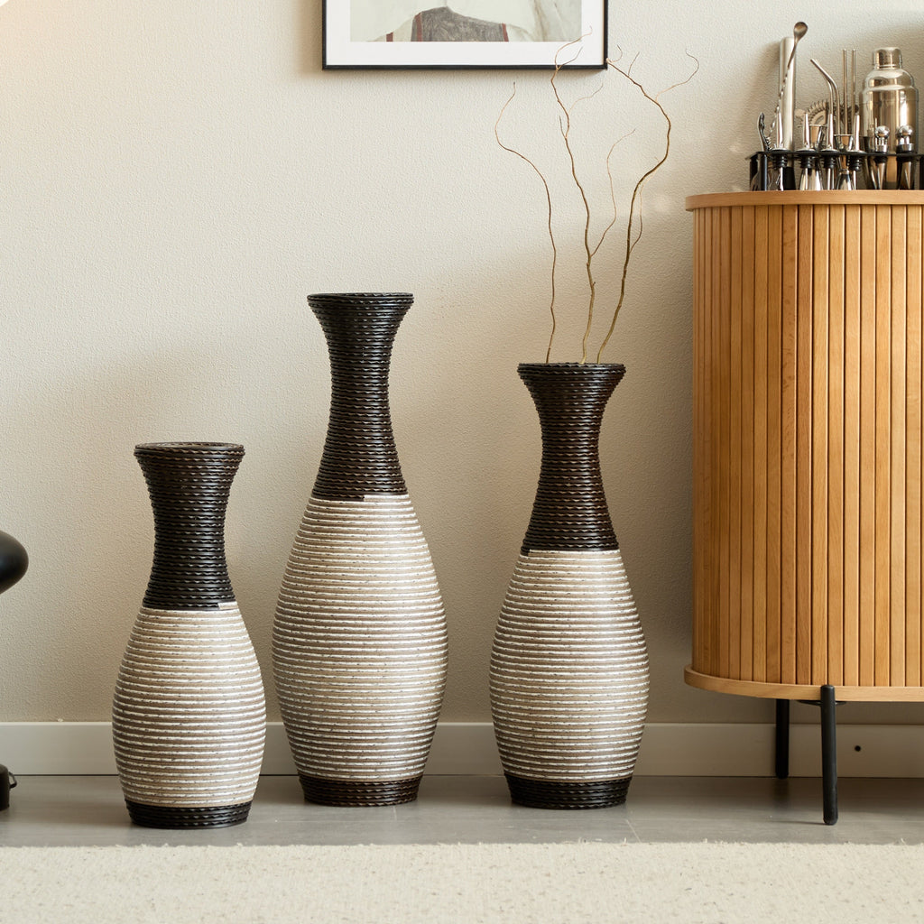 Desktop Vase, Brown Decorative Floor Vase, Classic and Neat Floor Vase, High Independent Flower Stand, Artificial Vine Vase, PVC Floor Vase, Home Decoration Flower Stand Set of 3 pieces
